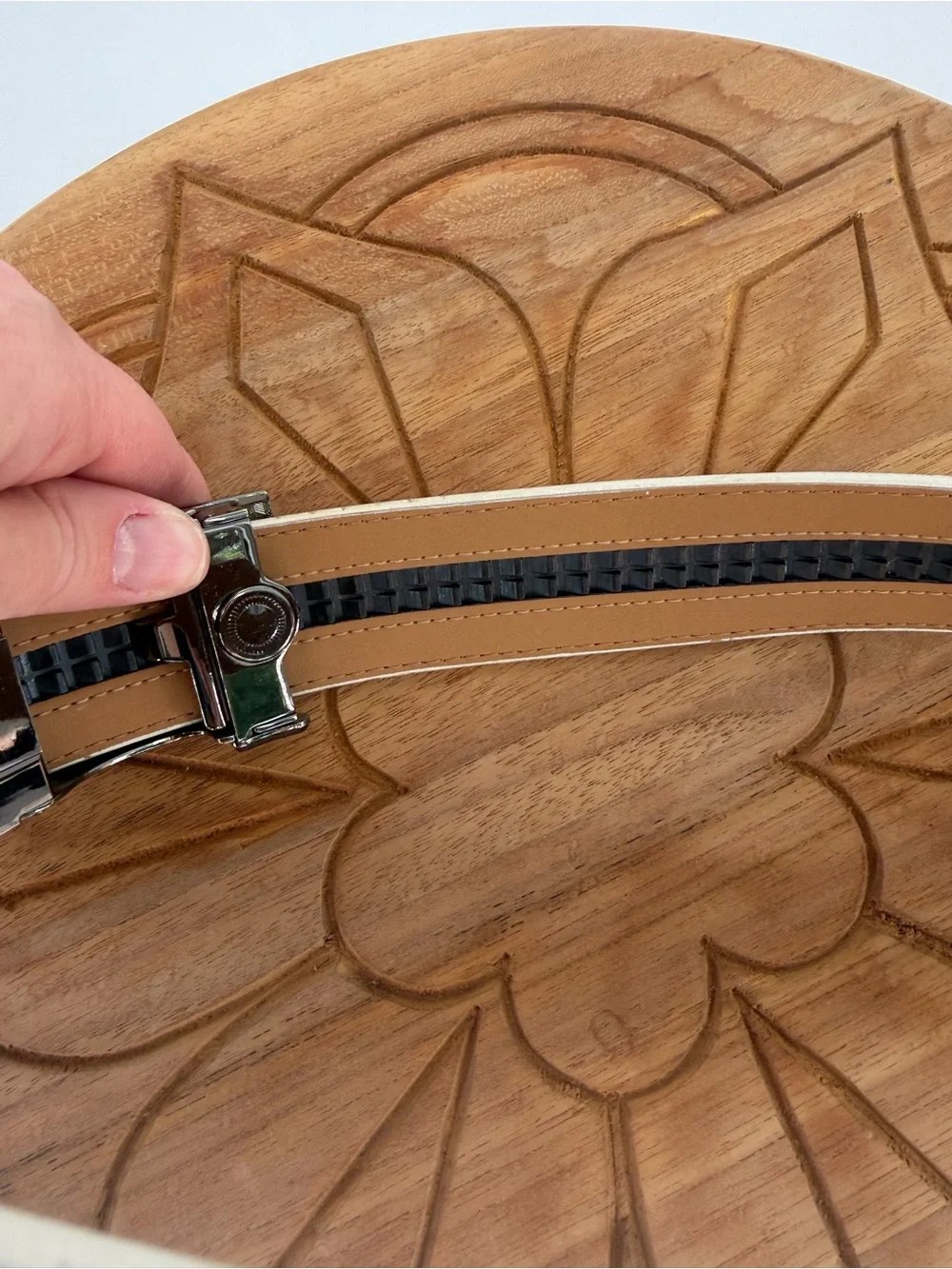 Nexbelt White Kids Leather Belt with Brushed Metal Texas tech Logo Buckle